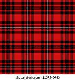 Tartan pattern. Scottish cage. Scottish red checkered background. Scottish plaid in red and black colors. Lowercase fabric texture. Vector illustration