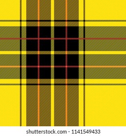 Tartan pattern. Scottish cage. Scottish yellow checkered background. Scottish plaid in yellow colors. Lowercase fabric texture. Vector illustration