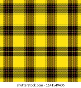 Tartan pattern. Scottish cage. Scottish yellow checkered background. Scottish plaid in yellow colors. Lowercase fabric texture. Vector illustration