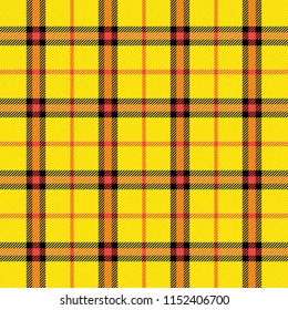 Tartan pattern. Scottish cage. Scottish yellow checkered background. Scottish plaid in yellow colors. Seamless fabric texture.. Vector illustration