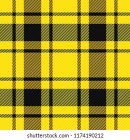 Tartan pattern. Scottish cage. Scottish yellow checkered background. Scottish plaid in yellow colors. Seamless fabric texture. Vector illustration