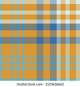 Tartan Pattern Seamless in Blue and Orange. Texture for plaid, tablecloths, clothes, shirts, dresses, paper, bedding, blankets, quilts and other textile products. Vector illustration EPS 10