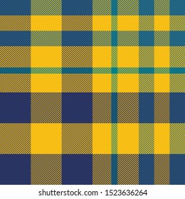 Tartan Pattern Seamless in Blue and Yellow. Texture for plaid, tablecloths, clothes, shirts, dresses, paper, bedding, blankets, quilts and other textile products. Vector illustration EPS 10