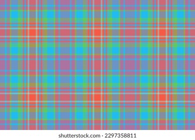 Tartan pattern seamless. Check background fabric. Plaid texture vector textile in violet and green colors.