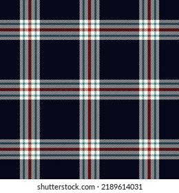 Tartan pattern. Seamless dark check plaid background texture dark blue, red, and off white for flannel shirt, blanket, throw, duvet cover, or other modern textile design