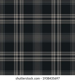 Tartan pattern seamless in dark grey. Striped check graphic texture background for autumn winter flannel shirt, skirt, blanket, duvet cover, other trendy everyday casual fashion textile print.