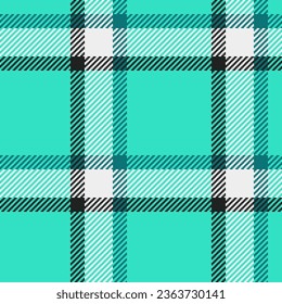 Tartan pattern seamless of fabric texture check with a background textile plaid vector in teal and white colors.