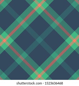 Tartan Pattern Seamless in Green and Blue. Texture for plaid, tablecloths, clothes, shirts, dresses, paper, bedding, blankets, quilts and other textile products. Vector illustration EPS 10