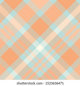 Tartan Pattern Seamless in Orange and Cyan. Texture for plaid, tablecloths, clothes, shirts, dresses, paper, bedding, blankets, quilts and other textile products. Vector illustration EPS 10