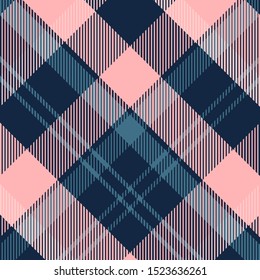 Tartan Pattern Seamless in Pink and Blue. Texture for plaid, tablecloths, clothes, shirts, dresses, paper, bedding, blankets, quilts and other textile products. Vector illustration EPS 10