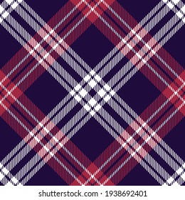 Tartan Pattern Seamless In Red, White, Purple. Striped Check Plaid Vector Graphic Texture Background For Autumn Winter Flannel Shirt, Throw, Blanket, Other Trendy Everyday Fashion Fabric Design.