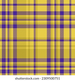 Tartan pattern seamless of textile check plaid with a background fabric texture vector in yellow and indigo colors.