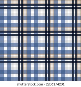 tartan pattern seamless textile is made with alternating bands of coloured (pre-dyed) threads woven as both warp and weft at right angles to each other.