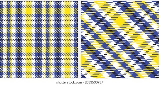 Tartan pattern set. Abstract checkered seamless background. Straight and oblique scottish cage. Vector graphics printing on fabrics, shirts and textiles.