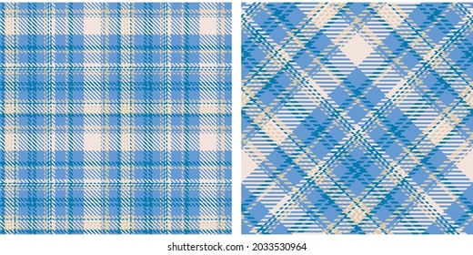 Tartan pattern set. Abstract checkered seamless background. Straight and oblique scottish cage. Vector graphics printing on fabrics, shirts and textiles.