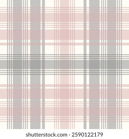 tartan pattern in soft beige, white, and light pink. Perfect for fabric, fashion, wallpaper, and digital backgrounds. Classic checkered design for timeless style and versatile design projects.