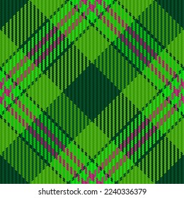Tartan pattern textile. Background plaid seamless. Vector fabric texture check in green and dark colors.