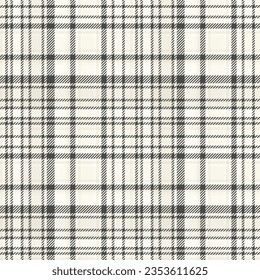 Tartan pattern textile of check texture background with a vector plaid seamless fabric in grey and snow colors.