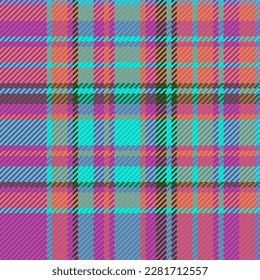 Tartan pattern texture. Background seamless fabric. Textile check vector plaid in dark and cyan colors.