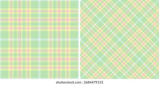 Tartan pattern texture of fabric check plaid with a seamless textile vector background. Set in rainbow colours for scrapbook layout ideas.
