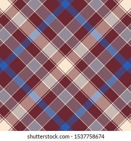 Tartan Pattern in White, Blue and Red. Texture for plaid, tablecloths, clothes, shirts, dresses, paper, bedding, blankets, quilts and other textile products. Vector illustration EPS 10