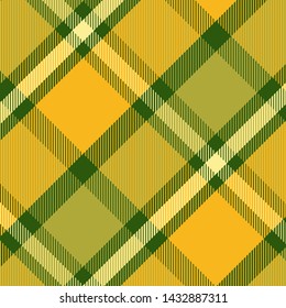 Tartan Pattern in Yellow and Green . Texture for plaid, tablecloths, clothes, shirts, dresses, paper, bedding, blankets, quilts and other textile products. Vector illustration EPS 10