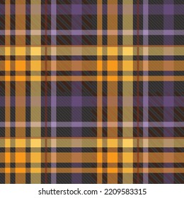 Tartan pattern,Scottish traditional fabric, orange and purple tone Halloween seamless background.