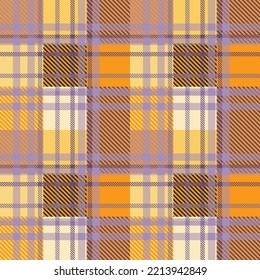 Tartan pattern,Scottish traditional fabric, orange and purple tone Halloween seamless background.