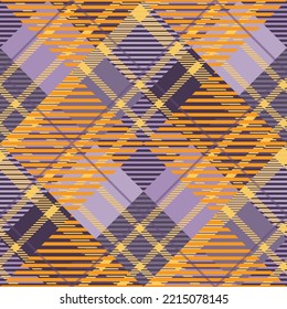 Tartan pattern,Scottish traditional fabric, orange and purple tone Halloween seamless background.