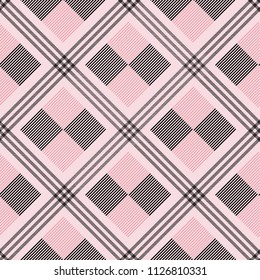 Tartan pattern,Scottish traditional fabric seamless, pink and black background,