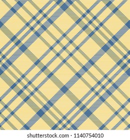 Tartan pattern,Scottish traditional fabric seamless, yellow and blue tone.