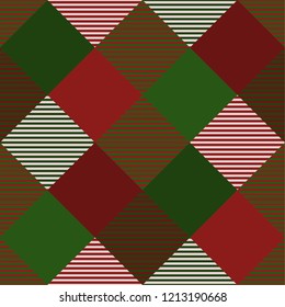 Tartan pattern,Scottish traditional fabric seamless, green and red background.