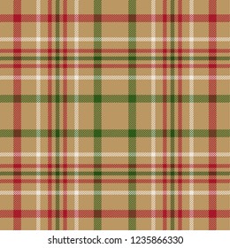 Tartan pattern,Scottish traditional fabric seamless, green and red on gold background.