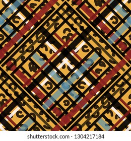 Tartan pattern,Scottish traditional fabric seamless, yellow leopart tone eps10