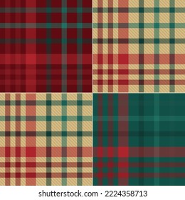Tartan pattern,Scottish traditional fabric seamless Christmas tone, green and red background