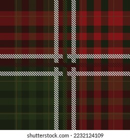 Tartan pattern,Scottish traditional fabric seamless Christmas tone, green and red background