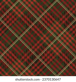 Tartan pattern,Scottish traditional fabric seamless Christmas tone, green and red background