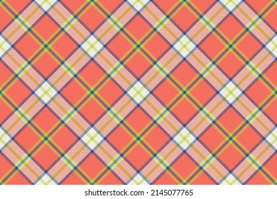 Tartan plaid background, diagonal check seamless pattern. Vector fabric texture for textile print, wrapping paper, gift card, wallpaper flat design.