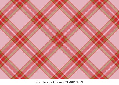 Tartan plaid background, diagonal check seamless pattern. Vector fabric texture for textile print, wrapping paper, gift card, wallpaper flat design.
