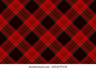 Tartan plaid background, diagonal check seamless pattern. Vector fabric texture for textile print, wrapping paper, gift card, wallpaper.