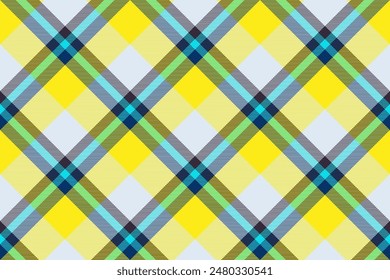 Tartan plaid background, diagonal check seamless pattern. Vector fabric texture for textile print, wrapping paper, gift card, wallpaper.