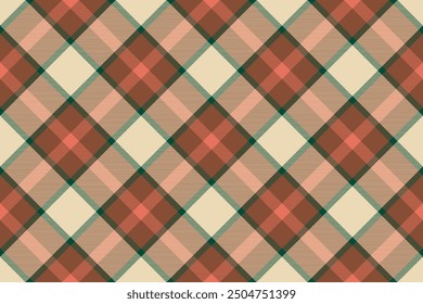 Tartan plaid background, diagonal check seamless pattern. Vector fabric texture for textile print, wrapping paper, gift card, wallpaper.