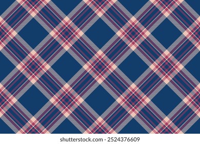 Tartan plaid background, diagonal check seamless pattern. Vector fabric texture for textile print, wrapping paper, gift card, wallpaper.