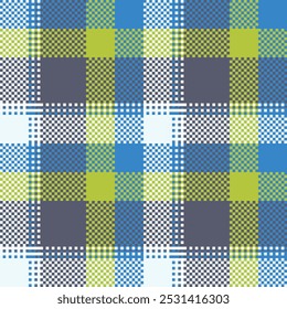 Tartan plaid background, diagonal check seamless pattern. Green Blue ray Vector fabric texture for textile print, wrapping paper, gift card, wallpaper flat design.