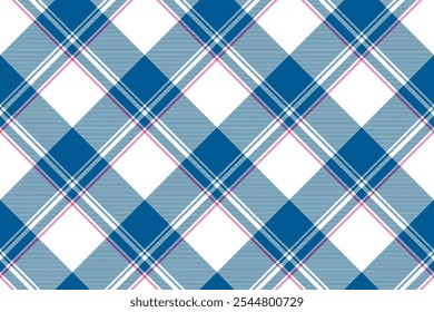 Tartan plaid background, diagonal check seamless pattern. Vector fabric texture for textile print, wrapping paper, gift card, wallpaper.