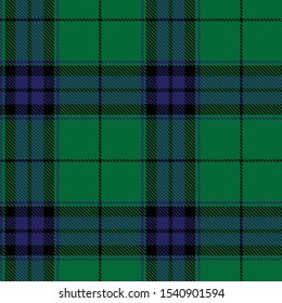 Tartan Plaid Black And Blue Line Fabric Texture Green Background Seamless Pattern ,Scottish Cage 