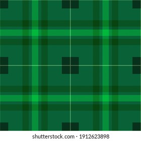 Tartan plaid black white red line fabric texture green background seamless pattern ,Scottish cage,New year Christmas Decoration Patricks Day,Vector illustration