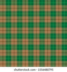 Tartan plaid brown and green line fabric texture green background seamless pattern ,Scottish cage