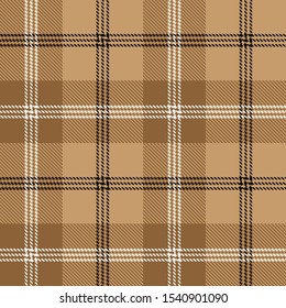 Tartan plaid brown white black line fabric texture brown background seamless pattern ,Scottish cage 