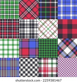 Tartan plaid and check pattern set 4, vector illustration